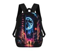 sinyumoney Sac À Dos Enfant Imprimé Moonlit Urban Journey -1 Sac À Dos De Voyage Pour Garçon Et Fille 17inch