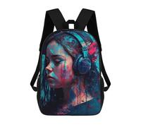 sinyumoney Sac À Dos Enfant Imprimé Music Immersion Headphones Artwork Sac À Dos De Voyage Pour Garçon Et Fille 17inch