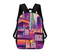 sinyumoney Sac À Dos Enfant Imprimé Neon Cityscape Vibrant Urban Art -1 Sac À Dos De Voyage Pour Garçon Et Fille 17inch