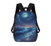 sinyumoney Sac À Dos Enfant Imprimé Ocean Waves Under Moonlight -2 Sac À Dos De Voyage Pour Garçon Et Fille 17inch