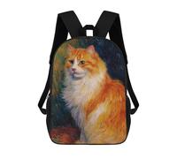 sinyumoney Sac À Dos Enfant Imprimé Orange Tabby Cat Painting -3 Sac À Dos De Voyage Pour Garçon Et Fille 17inch