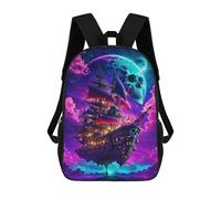 sinyumoney Sac À Dos Enfant Imprimé Pirate Ship Dreamscape -1 Sac À Dos De Voyage Pour Garçon Et Fille 17inch
