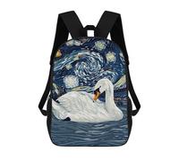 sinyumoney Sac À Dos Enfant Imprimé Swan in Starry Night Style Sac À Dos De Voyage Pour Garçon Et Fille 17inch