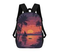 sinyumoney Sac À Dos Enfant Imprimé Tropical Sunset Scene-4 Sac À Dos De Voyage Pour Garçon Et Fille 17inch