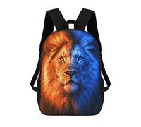 sinyumoney Sac À Dos Enfant Imprimé Two-Faced Lion Fire & Ice Sac À Dos De Voyage Pour Garçon Et Fille 17inch