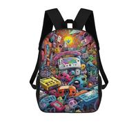 sinyumoney Sac À Dos Enfant Imprimé Vibrant Retro Gaming Collage -4 Sac À Dos De Voyage Pour Garçon Et Fille 17inch