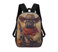 sinyumoney Sac À Dos Enfant Imprimé Western Pug Cowboy Art Print-1 Sac À Dos De Voyage Pour Garçon Et Fille 17inch