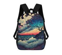 sinyumoney Sac À Dos Enfant Imprimé Whimsical Coastal Sunset Sac À Dos De Voyage Pour Garçon Et Fille 17inch
