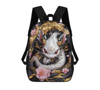sinyumoney Sac À Dos Enfant Imprimé White Dragon with Gold Accents Sac À Dos De Voyage Pour Garçon Et Fille 17inch