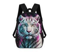 sinyumoney Sac À Dos Enfant Imprimé White Tiger with Neon Splashes Sac À Dos De Voyage Pour Garçon Et Fille 17inch
