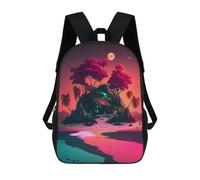 sinyumoney Sac À Dos Enfant Island Retreat at Sunset Sac À Dos Scolaire 3D Sac À Dos Scolaire Pour Enfants Sacs D'école Sac À Dos Tendance Avec Poche Sacs À Livres 17inch