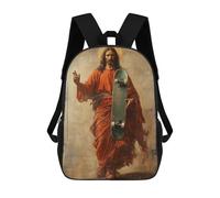 sinyumoney Sac À Dos Enfant Jesus with Skateboard Sac À Dos Scolaire 3D Sac À Dos Scolaire Pour Enfants Sacs D'école Sac À Dos Tendance Avec Poche Sacs À Livres 17inch