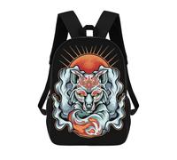 sinyumoney Sac À Dos Enfant Kitsune Fox Mask Ink Wash Sac À Dos Scolaire 3D Sac À Dos Scolaire Pour Enfants Sacs D'école Sac À Dos Tendance Avec Poche Sacs À Livres 17inch