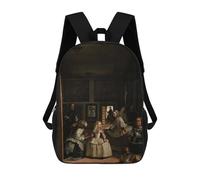 sinyumoney Sac À Dos Enfant Las Meninas Painting Sac À Dos Scolaire 3D Sac À Dos Scolaire Pour Enfants Sacs D'école Sac À Dos Tendance Avec Poche Sacs À Livres 17inch