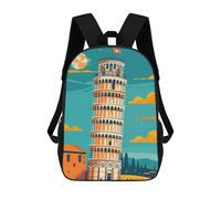 sinyumoney Sac À Dos Enfant Leaning Tower of Pisa Illustration Sac À Dos Scolaire 3D Sac À Dos Scolaire Pour Enfants Sacs D'école Sac À Dos Tendance Avec Poche Sacs À Livres 17inch