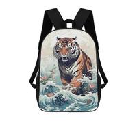 sinyumoney Sac À Dos Enfant Lion In The Great Wave Sac À Dos Scolaire 3D Sac À Dos Scolaire Pour Enfants Sacs D'école Sac À Dos Tendance Avec Poche Sacs À Livres 17inch