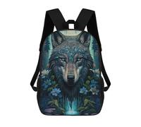 sinyumoney Sac À Dos Enfant Mandala Wolf in Jungle Sac À Dos Scolaire 3D Sac À Dos Scolaire Pour Enfants Sacs D'école Sac À Dos Tendance Avec Poche Sacs À Livres 17inch