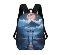 sinyumoney Sac À Dos Enfant Moonlit Fuji Torii Gate Sac À Dos Scolaire 3D Sac À Dos Scolaire Pour Enfants Sacs D'école Sac À Dos Tendance Avec Poche Sacs À Livres 17inch