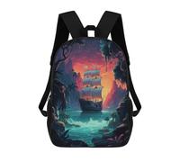 sinyumoney Sac À Dos Enfant Mysterious Pirate Ship Sac À Dos Scolaire 3D Sac À Dos Scolaire Pour Enfants Sacs D'école Sac À Dos Tendance Avec Poche Sacs À Livres 17inch
