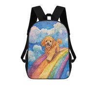 sinyumoney Sac À Dos Enfant Poodle on Rainbow Bridge Sac À Dos Scolaire 3D Sac À Dos Scolaire Pour Enfants Sacs D'école Sac À Dos Tendance Avec Poche Sacs À Livres 17inch