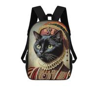 sinyumoney Sac À Dos Enfant Regal Black Cat Portrait Sac À Dos Scolaire 3D Sac À Dos Scolaire Pour Enfants Sacs D'école Sac À Dos Tendance Avec Poche Sacs À Livres 17inch