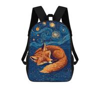sinyumoney Sac À Dos Enfant Sleeping Fox Under Starry Night Sky Sac À Dos Scolaire 3D Sac À Dos Scolaire Pour Enfants Sacs D'école Sac À Dos Tendance Avec Poche Sacs À Livres 17inch