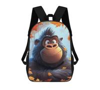 sinyumoney Sac À Dos Enfant Smiling Gorilla in Autumn Sac À Dos Scolaire 3D Sac À Dos Scolaire Pour Enfants Sacs D'école Sac À Dos Tendance Avec Poche Sacs À Livres 17inch
