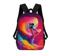 sinyumoney Sac À Dos Enfant Space Surfer Cosmic Wave Ride Sac À Dos Scolaire 3D Sac À Dos Scolaire Pour Enfants Sacs D'école Sac À Dos Tendance Avec Poche Sacs À Livres 17inch