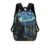sinyumoney Sac À Dos Enfant Starry Night Cat Painting Sac À Dos Scolaire 3D Sac À Dos Scolaire Pour Enfants Sacs D'école Sac À Dos Tendance Avec Poche Sacs À Livres 17inch