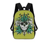 sinyumoney Sac À Dos Enfant Stoned Skull with Cannabis Leaves Sac À Dos Scolaire 3D Sac À Dos Scolaire Pour Enfants Sacs D'école Sac À Dos Tendance Avec Poche Sacs À Livres 17inch