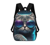 sinyumoney Sac À Dos Enfant Stylish Cat Glasses Art Sac À Dos Scolaire 3D Sac À Dos Scolaire Pour Enfants Sacs D'école Sac À Dos Tendance Avec Poche Sacs À Livres 17inch