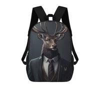 sinyumoney Sac À Dos Enfant Stylish Deer in Suit Sac À Dos Scolaire 3D Sac À Dos Scolaire Pour Enfants Sacs D'école Sac À Dos Tendance Avec Poche Sacs À Livres 17inch