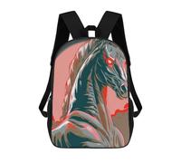 sinyumoney Sac À Dos Enfant Stylized Horse with Glowing Red Eyes Sac À Dos Scolaire 3D Sac À Dos Scolaire Pour Enfants Sacs D'école Sac À Dos Tendance Avec Poche Sacs À Livres 17inch
