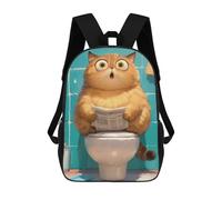 sinyumoney Sac À Dos Enfant Toilet Cat Funny Sac À Dos Scolaire 3D Sac À Dos Scolaire Pour Enfants Sacs D'école Sac À Dos Tendance Avec Poche Sacs À Livres 17inch