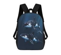 sinyumoney Sac À Dos Enfant Two Orcas Swimming Sac À Dos Scolaire 3D Sac À Dos Scolaire Pour Enfants Sacs D'école Sac À Dos Tendance Avec Poche Sacs À Livres 17inch