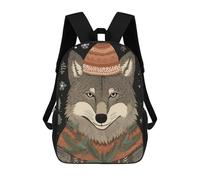 sinyumoney Sac À Dos Enfant Vintage Wolf Xmas Sac À Dos Scolaire 3D Sac À Dos Scolaire Pour Enfants Sacs D'école Sac À Dos Tendance Avec Poche Sacs À Livres 17inch