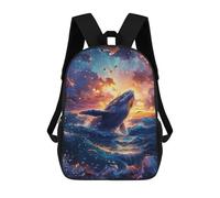 sinyumoney Sac À Dos Enfant Whale Breaching at Sunset with Seagulls Sac À Dos Scolaire 3D Sac À Dos Scolaire Pour Enfants Sacs D'école Sac À Dos Tendance Avec Poche Sacs À Livres 17inch