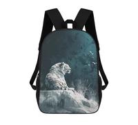 sinyumoney Sac À Dos Enfant White Tiger on Rock Sac À Dos Scolaire 3D Sac À Dos Scolaire Pour Enfants Sacs D'école Sac À Dos Tendance Avec Poche Sacs À Livres 17inch