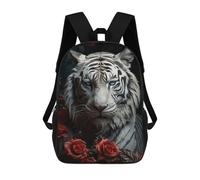 sinyumoney Sac À Dos Enfant White Tiger Sac À Dos Scolaire 3D Sac À Dos Scolaire Pour Enfants Sacs D'école Sac À Dos Tendance Avec Poche Sacs À Livres 17inch