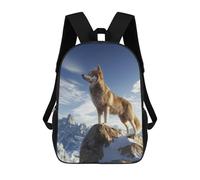 sinyumoney Sac À Dos Enfant Wolf on Mountain Peak Sac À Dos Scolaire 3D Sac À Dos Scolaire Pour Enfants Sacs D'école Sac À Dos Tendance Avec Poche Sacs À Livres 17inch