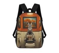sinyumoney Sac À Dos Enfant Zebra in Bathroom Toilet Funny Sac À Dos Scolaire 3D Sac À Dos Scolaire Pour Enfants Sacs D'école Sac À Dos Tendance Avec Poche Sacs À Livres 17inch