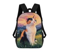 sinyumoney Sac À Dos Imprimé 3D Pour Garçons Et Filles Calico Cat in Mountain Landscape Sac À Dos Scolaire Pour Enfants, Sac De Voyage Décontracté, Sac Pour Ordinateur Portable 17inch