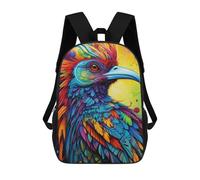 sinyumoney Sac À Dos Imprimé 3D Pour Garçons Et Filles Colorful Bird Portrait -3 Sac À Dos Scolaire Pour Enfants, Sac De Voyage Décontracté, Sac Pour Ordinateur Portable 17inch