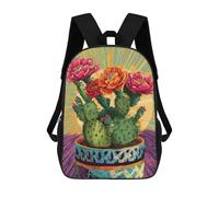 sinyumoney Sac À Dos Imprimé 3D Pour Garçons Et Filles Colorful Cactus with Blooms Sac À Dos Scolaire Pour Enfants, Sac De Voyage Décontracté, Sac Pour Ordinateur Portable 17inch