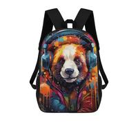 sinyumoney Sac À Dos Imprimé 3D Pour Garçons Et Filles Colorful Panda with Headphones Sac À Dos Scolaire Pour Enfants, Sac De Voyage Décontracté, Sac Pour Ordinateur Portable 17inch