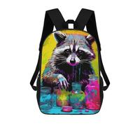 sinyumoney Sac À Dos Imprimé 3D Pour Garçons Et Filles Colorful Raccoon Artwork-3 Sac À Dos Scolaire Pour Enfants, Sac De Voyage Décontracté, Sac Pour Ordinateur Portable 17inch