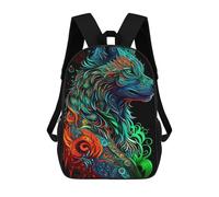 sinyumoney Sac À Dos Imprimé 3D Pour Garçons Et Filles Colorful Wolf Artwork -1 Sac À Dos Scolaire Pour Enfants, Sac De Voyage Décontracté, Sac Pour Ordinateur Portable 17inch