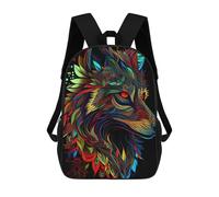 sinyumoney Sac À Dos Imprimé 3D Pour Garçons Et Filles Colorful Wolf Artwork -2 Sac À Dos Scolaire Pour Enfants, Sac De Voyage Décontracté, Sac Pour Ordinateur Portable 17inch