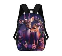 sinyumoney Sac À Dos Imprimé 3D Pour Garçons Et Filles Deer in A Floral Frame Sac À Dos Scolaire Pour Enfants, Sac De Voyage Décontracté, Sac Pour Ordinateur Portable 17inch