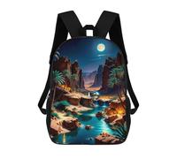 sinyumoney Sac À Dos Imprimé 3D Pour Garçons Et Filles Desert Oasis Under The Moonlight Sac À Dos Scolaire Pour Enfants, Sac De Voyage Décontracté, Sac Pour Ordinateur Portable 17inch